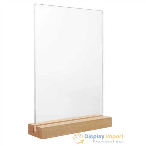 Porta-Menu-en-Acrilico-A4-con-base-de-Madera-2.jpg Porta Afiche acrílico de 3mm en formato A4 con Base de Madera - Imagen 1